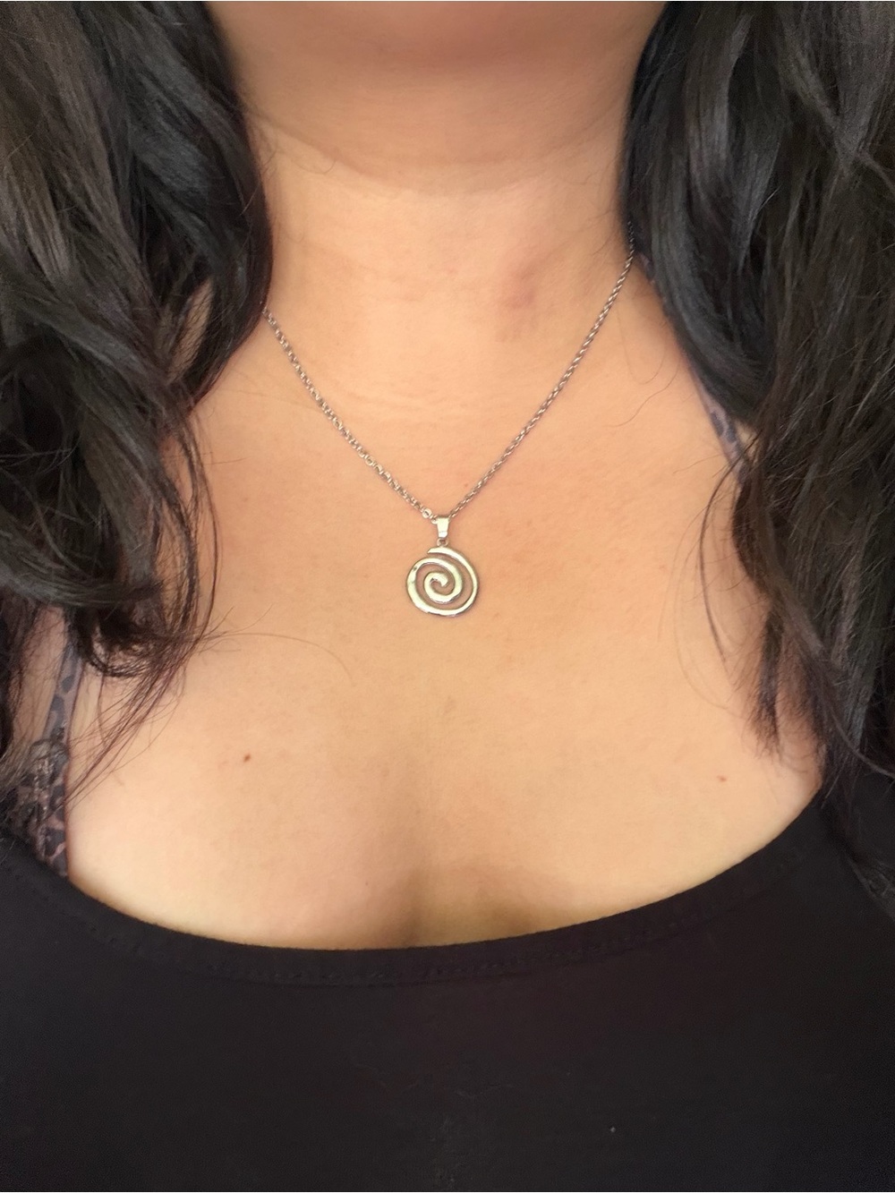 Silver Spiral Pendant Necklace Fairycore